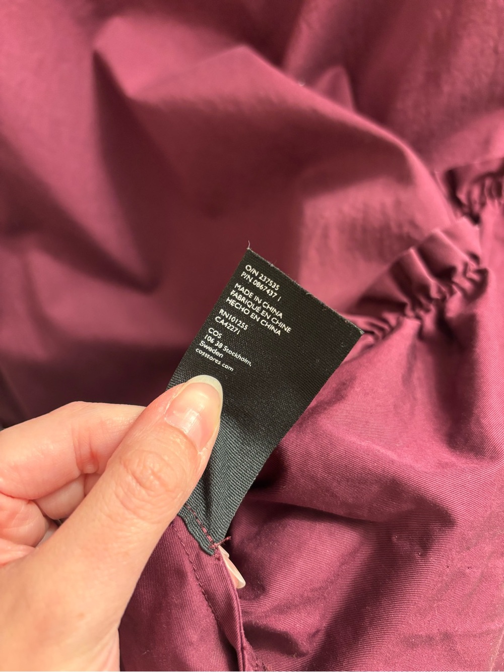 COS Long Sleeve Ruffle-Hem Dress in Plum - Picture 5 of 5